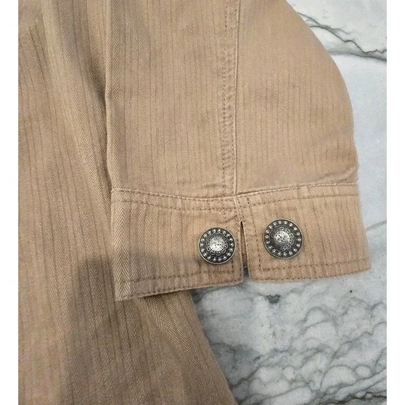 Y2K Live A Little Jacket Womens XL Khaki Concho Button Western Utility - Picture 2 of 11